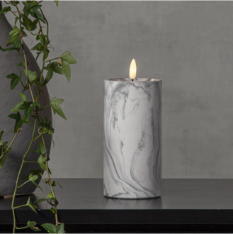 LED Pillar Candle Flamme Marble