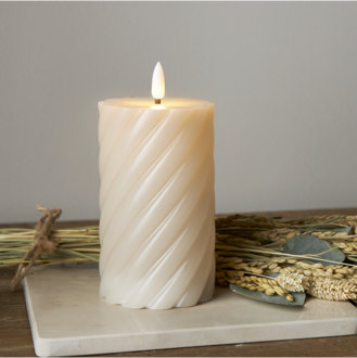 LED Pillar Candle Flamme Swirl